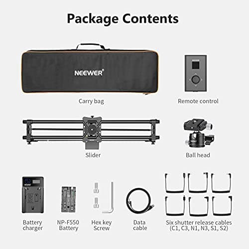 NEEWER Motorized Camera Slider, 39.4"/100cm Carbon Fiber Dolly Rail Slider with Remote Control, Support Video Mode, Time Lapse Photography, Horizontal, Tracking and 120° Panoramic Shooting (VS-100CC) 8