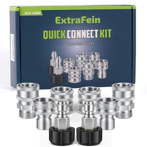 Premium Pressure Washer Quick Connect Kit - M22 Swivel to 3/8'', 3/4'' to Quick Release, M22 14mm Power Washer Adapter Set Quick Connect Pressure Washer Fittings (Stainless Steel)