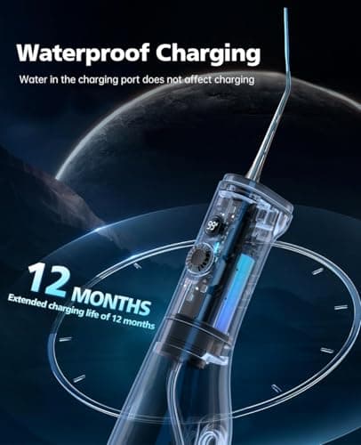 Water Dental Flosser Teeth Pick: 100 Modes Portable Cordless Oral Irrigator 300 ML Rechargeable Water Flosser IPX7 Waterproof Powerful Battery for Home Travel - Black 7