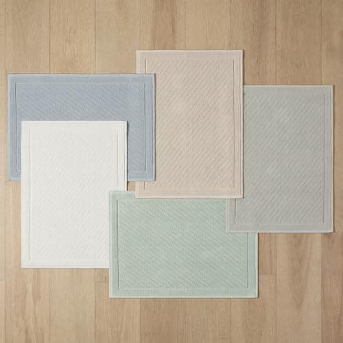 Arkwright 100% Cotton Bathroom Rug - High Absorbent Stylish Textured Woven Design Bath Mat, Slip Resistant Backing for Shower and Bathtub Floor, 20x32 in - White 6