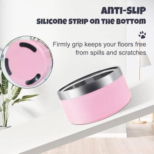 Personalized Stainless Steel Dog Cat Bowl with Name,Customized Laser Engraved Pet Bowl Non Slip for Water and Food 25oz,40oz,53oz(Pink) 6