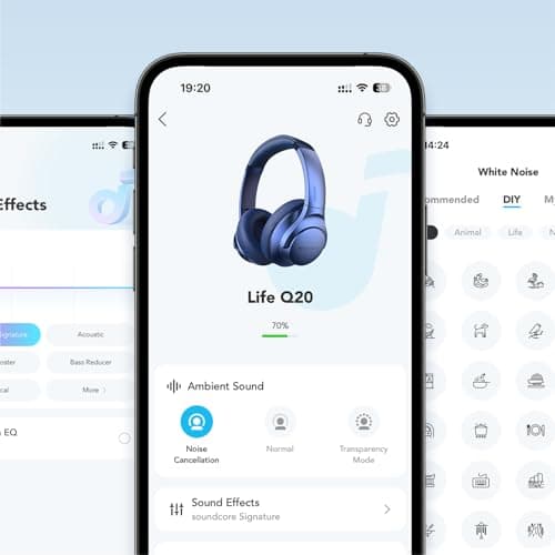 Soundcore Anker Life Q20 Hybrid Active Noise Cancelling Headphones, Wireless Over Ear Bluetooth Headphones, 60H Playtime, Hi-Res Audio, Deep Bass, Memory Foam Ear Cups, Travel, Office 6