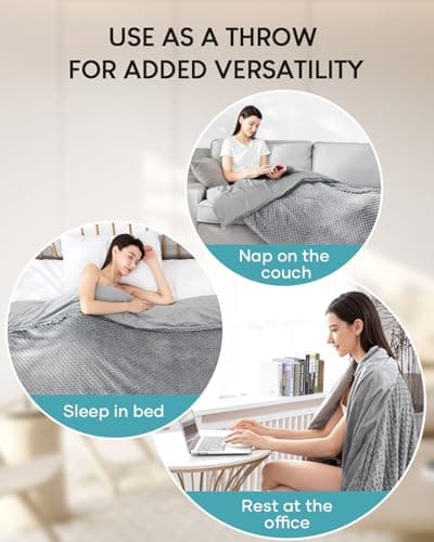 Cottonblue Weighted Blanket Duvet Cover 48x72, Removable Duvet Cover for Heavy Blankets, Soft Fuzzy Minky Dot, Machine Washable Cover with Zipper on Long Side, Grey 5