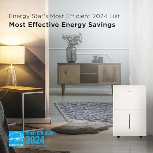 TCL 2000 Sq. Ft. Smart Dehumidifier, Energy Star Most Efficient 2024, Ultra-compact, 25 Pints Per Day, Ideal for Basements, Rooms, and Other Living Spaces, Works with Alexa/Google Assistant – H25D44W 5