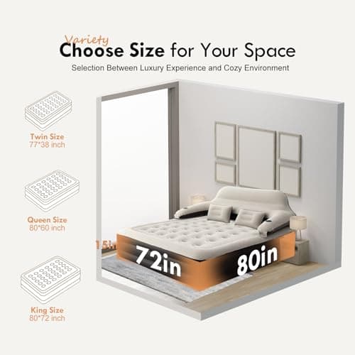 DIMAR GARDEN King Size Air Mattress with Headboard and Pump,Blow Up Mattress Inflatable Bed with Pillows 6