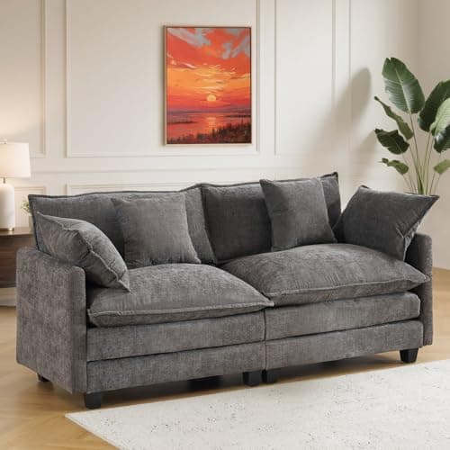 77" Cloud Sofa Loveseat & Couch｜Small 2-Seater Chenille Sectional Sofa with 29.1" Deep Seat｜FSC Certified Solid Wood & Metal Frame｜Easy Assembly & 1YR Guarantee｜ for Apartment Living Room Bedroom