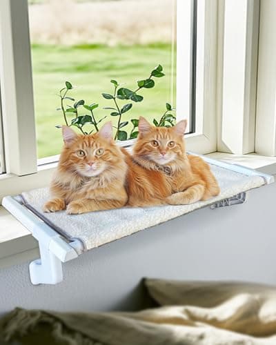 NRYDEPET Heavy-Duty Window Sill Perch – All-Metal Frame Supports up to 120 lbs – Durable, Easy-to-Assemble Cat Hammock for Large and Multiple Cats (XL 1PC) 7