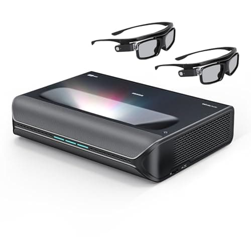 NexiGo Aurora Pro MKII with 3D Glasses, 4K Tri-Color Laser UST Projector, Dynamic Iris & Laser Dimming, 0.21:1 Throw Ratio, Dolby Vision, Dolby Atmos, HDR10+, Low Latency, 60 W Speakers
