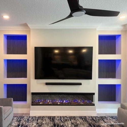 Touchstone Sideline Infinity Pro 3-Sided Smart 72" WiFi-Enabled Electric Fireplace - 80051 - Built-in - 6 Realistic Flame Colors- 13-Color Down Lighting- Crackle Sound- 1,500W Heater 15