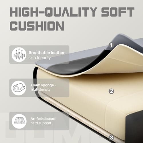 DUMOS Ergonomic Gaming Office Desk Chair with Footrest and Headrest for Adults, PU Leather Video Computer Chair with Linkage Armrests, Height Adjustable 360° Swivel Recling Chair, Black Grey 7