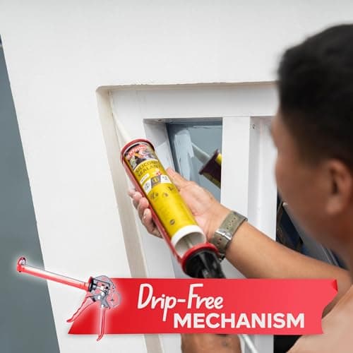 XFasten No Drip Caulk Gun for 10 oz Tube 12:1 Thrust Ratio Drip Free Caulking Gun, Ergonomic Grip Hand Caulk Gun No Drip Silicone Gun, Compact Caulking Gun No Drip, Sealant Gun Caulk Dispenser 7