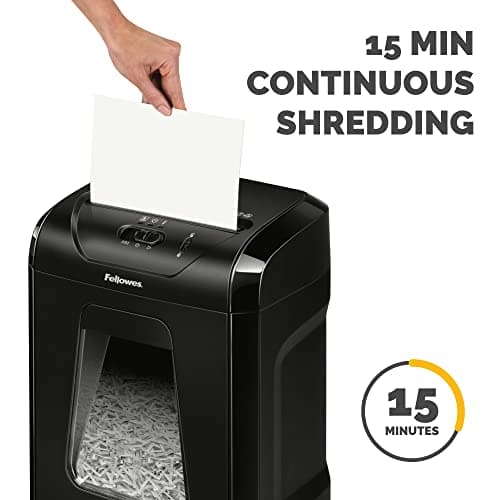 Fellowes Powershred 12 Sheet Cross-Cut Paper Home Office Paper Shredder, 19.50" H x 9.69" W x 13.44" D 6