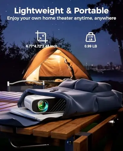 Mini Projector, ELEPHAS Portable Projector for iPhone, 7000L with Synchronize Smartphone Screen, Movie Projector with 1080P HD/200 Screen Support, Compatible with Android/iOS/TV Stick/HDMI/USB/SD 7