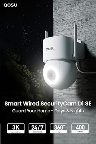 aosu 3K Wired Security Camera Outdoor - Smart 24/7 Recording WiFi Camera for Home Security w/Sound Light Alerts, 360° View, Auto-Tracking, Camara de Seguridad para Casa 8