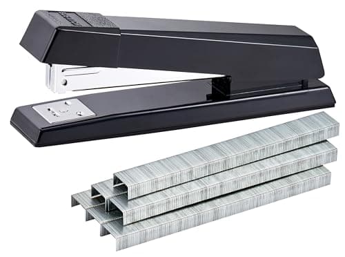 Bostitch Office Stapler, No-Jam Premium for Desktop, Includes 1,250 Staples, Full-Strip, 25 Sheet Capacity, Black