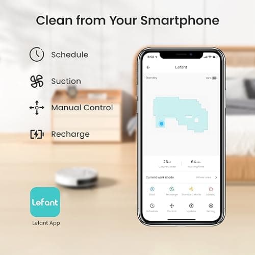 Lefant Robot Vacuum Cleaner, Strong Suction, 120 Mins Runtime, Slim, Low Noise, Automatic Self-Charging, Wi-Fi/App/Alexa Control, Ideal for Pet Hair Hard Floor and Daily Cleaning, M210 5
