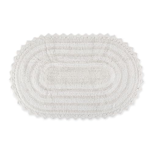 DII Crochet Collection Reversible Bath Mat, Small Oval, 17x24, White