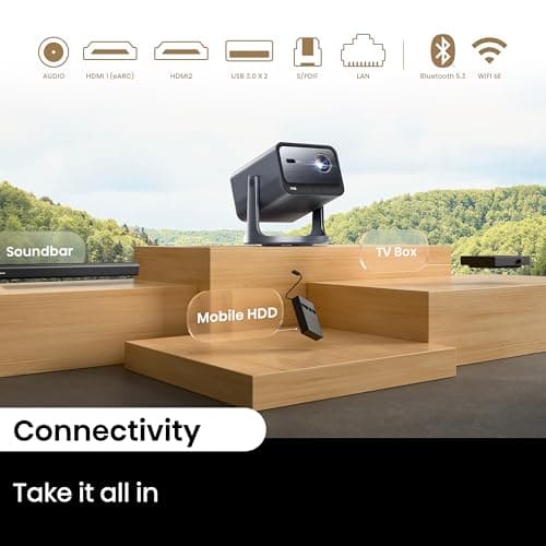 Hisense Laser Mini Projector C2, 65-300", Gimbal Design, 4K, Triple Color Laser, 110% BT.2020, 2000 ANSI Lumens, 1700:1 Native Contrast, Dolby Vision, HSR240, Sound by JBL 13