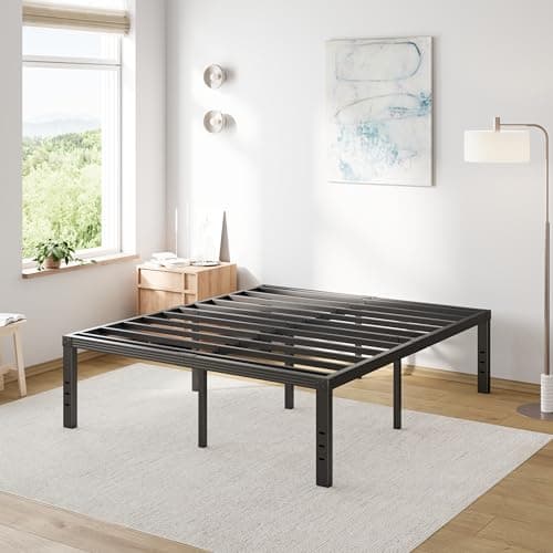COMASACH Queen Bed Frame Heavy Duty,18" Black Metal Platform Bed Frame,Sturdy Steel Frames,No Box Spring Needed,Noise-Free,Easy Assembly 9