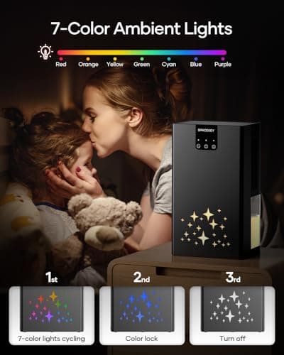Dehumidifier, 95 OZ Water Tank Dehumidifiers for Home, 1000 sq. ft. Dehumidifier for Basement Bathroom Bedroom with Auto Shut Off, 7 Colors LED Light, Quiet Dehumidifiers with Sleep Mode, Black 5
