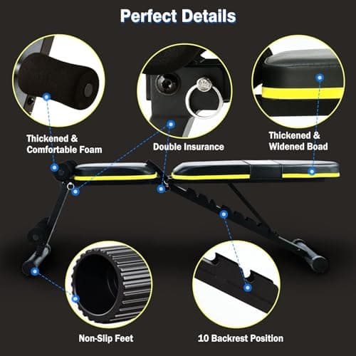 Teclor Weight Bench, Adjustable Strength Training Bench for Full Body Workout with Fast Folding, Incline Decline Exercise Workout Bench for Home Gym -New Version 5