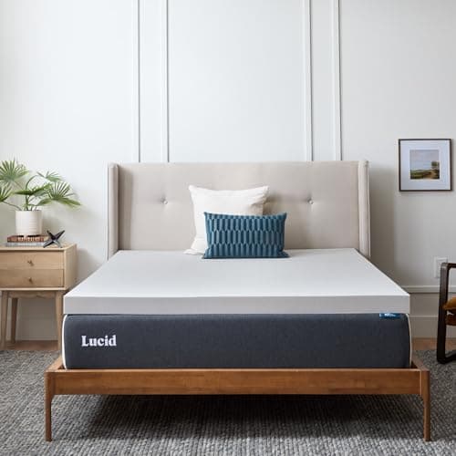 Lucid 3 Inch Bamboo Charcoal Infused Memory Foam Mattress Topper - King Size – Moisture and Odor Control - Ventilated - Deep Plush Feel, Pressure-Relief Bed Topper – CertiPur Certified