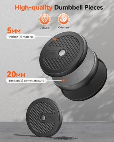 FEIERDUN Adjustable Dumbbells, 50lbs Free Weight Set with Connector, 4 in1 Dumbbells Set Used as Barbell, Kettlebells, Push up Stand, Fitness Exercises for Home Gym Suitable Men/Women 5