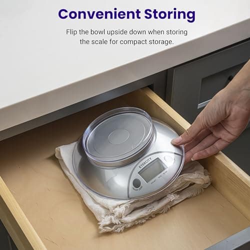 Etekcity Food Kitchen Scale With Bowl, Digital Ounces and Grams for Cooking, Baking, Meal Prep, Dieting, and Weight Loss, 11lb/5kg, Backlit Display 6