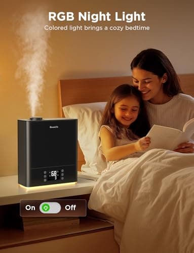 GoveeLife Smart Humidifiers for Bedroom Large Room, Top-Fill Cool Mist 6L WiFi Air Humidifier, Auto Mode, App & Voice Control, 60H Runtime, Rapid Humidification, RGB Nightlight Baby Plants, Black 5