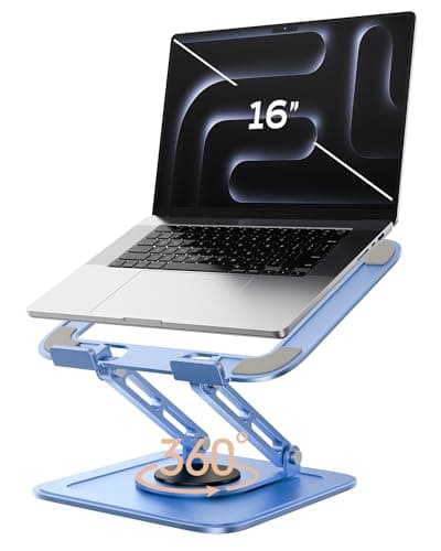 LOXP Adjustable Laptop Stand, Computer Stand with 360 Rotating Base, Ergonomic Laptop Riser Mount for Desk Foldable Protable Computer Desk Fits with MacBook Pro Air (10-16") - Blue