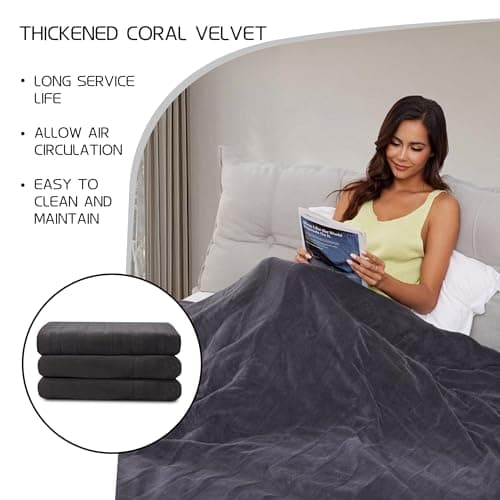 Electric Heated Blanket 72"x84" Full Size, Soft Coral Fleece with 4 Heating Levels and 10 Hours Auto-Off, Machine Washable, Cozy Plush Fabric for Home, Dark Gray 7