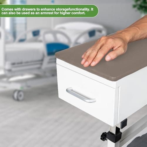 GIRISHIP Phlebotomy Chair with Soft Cushion, Lab Blood Drawing Chair with Storage Drawer, Adjustable Armrests,Brown with Large Drawer 6