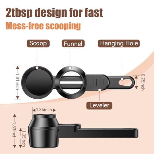 CAPMESSO Coffee Scoop & Funnel for Reusable K Cup Refillable Coffee Pods: 2 Tablespoon Coffee Measuring Scoop - Easy Slide Scoop for Ground Coffee, Protein Powder, Tea without Spilling (1 Pack) 7