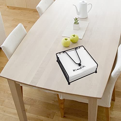 hiwafifi Napkin Holder for Table, Flat Napkin Dispenser with Weighted Arm, Square Cocktail Paper Holder of Elegant Rustic Iron for Kitchen Dining Room Decor Restaurant Farmhouse Hotel Party, Black 7