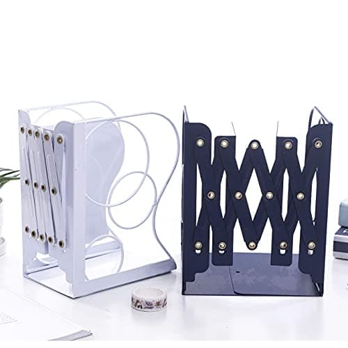 Adjustable Bookends Metal Book Ends for Heavy Book Holder Heavy Duty Bookends Nonskid Bookcase Desktop Book Organizer Binder Holder 7