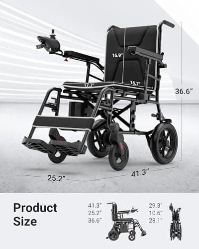 VERPAL 34lbs Lightweight Electric Wheelchair for Adults, 500W Foldable Electric Wheelchairs with 220 lbs Capacity, All Terrain 12.5 Miles Power Wheelchair for Home, Hospital, Nursing Home, Park 7