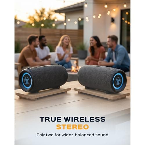 TREBLAB HD-Max - Loud Portable Bluetooth Speaker for Outdoor Parties, Beach & Camping - Powerful Wireless Stereo Sound with Deep Bass, IPX7 Waterproof, 20H Playtime, Powerbank to Charge Your Devices 10