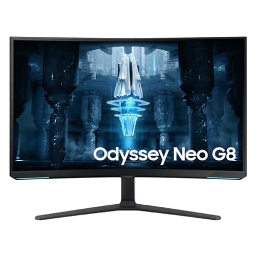 Samsung 32" Odyssey Neo G8 (G85NB) 4K UHD 240Hz 1ms G-Sync 1000R Curved Gaming Monitor, Quantum HDR2000, AMD FreeSync Premium Pro, Matte Display, DisplayPort, Black & White, LS32BG852NNXGO