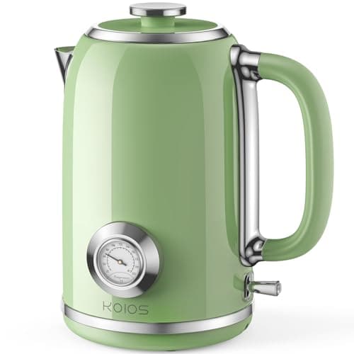 Electric Kettle 1.8L with Temperature Gauge, 1500W Fast Boiling Electric Tea Kettle, 100% Stainless Steel Retro-Style Hot Water Kettle Electric - Glowing LED Light, Auto Shut-Off & Boil-Dry Protection