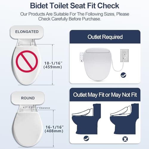 ZMJH 236D Bidet Toilet Seat, Round Smart Unlimited Warm Water, Vortex Wash, Electronic Heated, Warm Air Dryer, Rear and Front Wash, LED Light, Need Electricity, White (Round) 6
