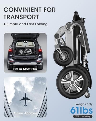 HVREGHY Electric Wheelchair for Adults, Lightweight Foldable Portable All Terrain Power Motorized Wheel Chair, Security & Comfortable & Designed to Last, Weight Capacity 300 lbs, 12.5 Miles Range 7