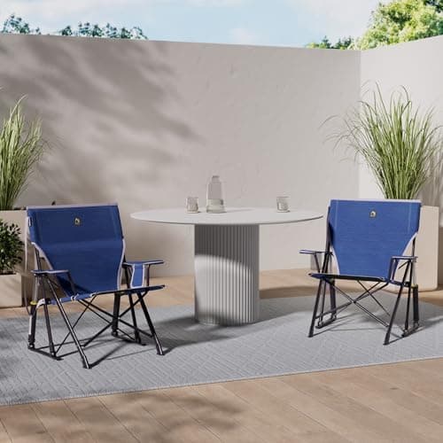 GCI Outdoor Kickback Rocker Camping Chair | Portable Folding Rocking Chair with Durable Armrests, Drink Holder & Relaxed Lowered Seat for Comfort — Heathered Royal 2