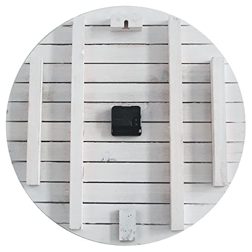 FirsTime & Co. White Farmhouse Shiplap Wall Clock, Large Vintage Decor for Living Room, Home Office, Round, Wood, Boho, 18 inches 6