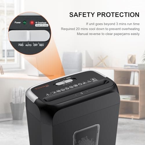 Bonsaii Paper Shredder for Home Use, 3.4 Gal Wastebasket, 6 Sheet Crosscut Paper Credit Cards, Staples, and Clips Shredder for Home Office Use, Portable Handle Design (C237-B New Version) 5
