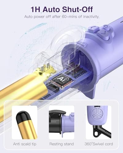 Rotating Curling Iron 1 1/4 Inch, Upgraded ZAVAREA Automatic Curling Iron with Extra-Long Barrel, Dual Voltage Self Curling Wand 1.25" Hair Curler 8