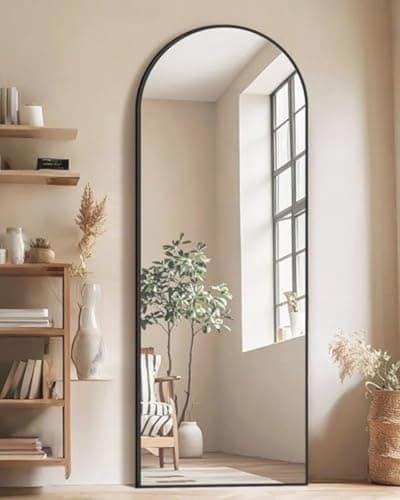 58"x19"Floor Mirror Full Length,Arched Full Length Mirror with Stand,Full Body Mirror,Hanging or Large Leaning for Bedroom Living Room Black
