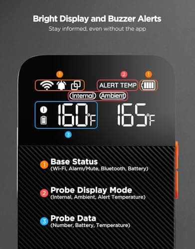 GoveeLife Bluetooth Wireless Meat Thermometer with Digital Standalone LCD Base, WiFi Unlimited Range, ±1.8℉ Accuracy, Food Grade Internal Ambient Sensor Probes for Kitchen, BBQ, Grill, Oven, Smoker 5