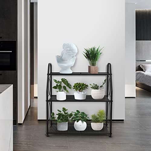 VyGrow Plant Stand, 3 Tier Plant Shelf for Indoor Outdoor, Heavy Duty Metal Outdoor Plant Stand Holder Rack for Living Room Balcony and Garden, Black 5