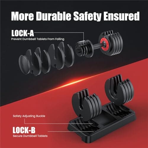 Mangko Adjustable Dumbbell 55LB - 5 Weight Options, Anti-Slip Metal Handle, Perfect for Home Workouts 5