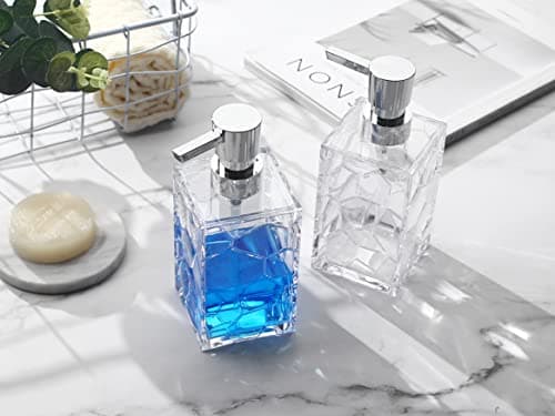 2 Pack Clear Rust Proof Soap Dispenser, Acrylic Plastic Hand Soap Lotion Dispenser Set for Bathroom&Kitchen 5